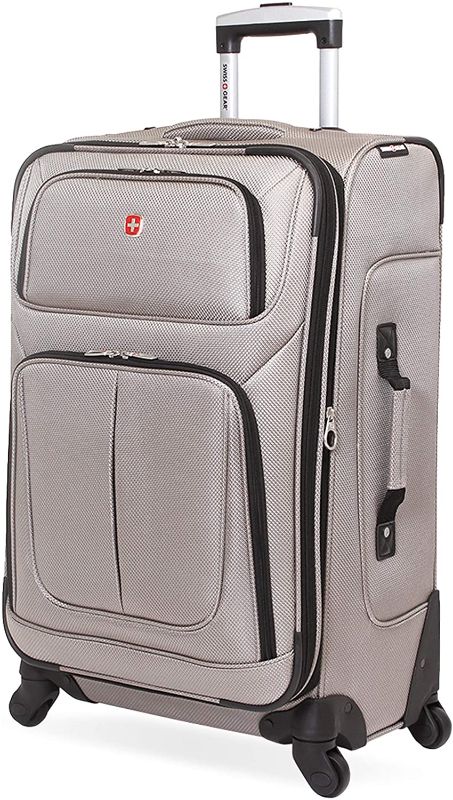 Photo 1 of SwissGear Sion Softside Luggage with Spinner Wheels, Pewter, Checked-Medium 25-Inch
