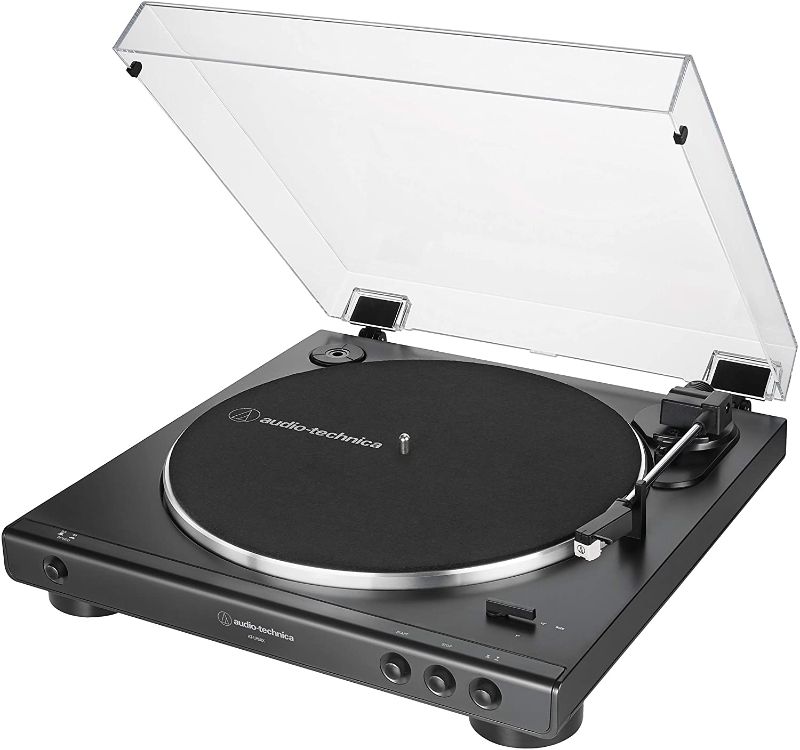 Photo 1 of **damaged**
Audio-Technica AT-LP60X-BK Fully Automatic Belt-Drive Stereo Turntable, Black, Hi-Fi, 2 Speed, Dust Cover, Anti-Resonance, Die-Cast Aluminum Platter
