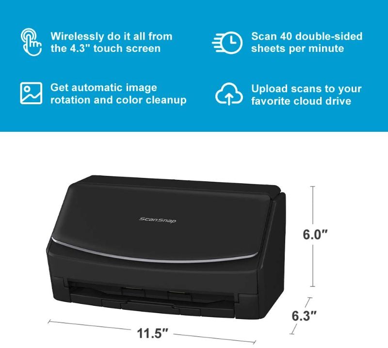 Photo 1 of Fujitsu ScanSnap iX1600 Versatile Cloud Enabled Document Scanner for Mac or PC, Black