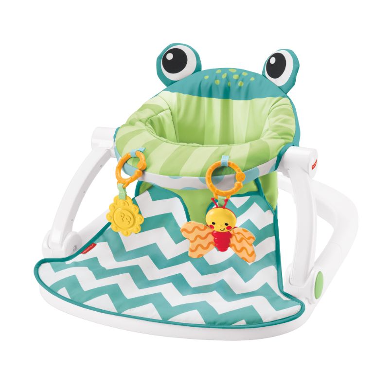 Photo 1 of Fisher-Price Sit-Me-up Floor Seat with 2 Linkable Toys, Citrus Frog
