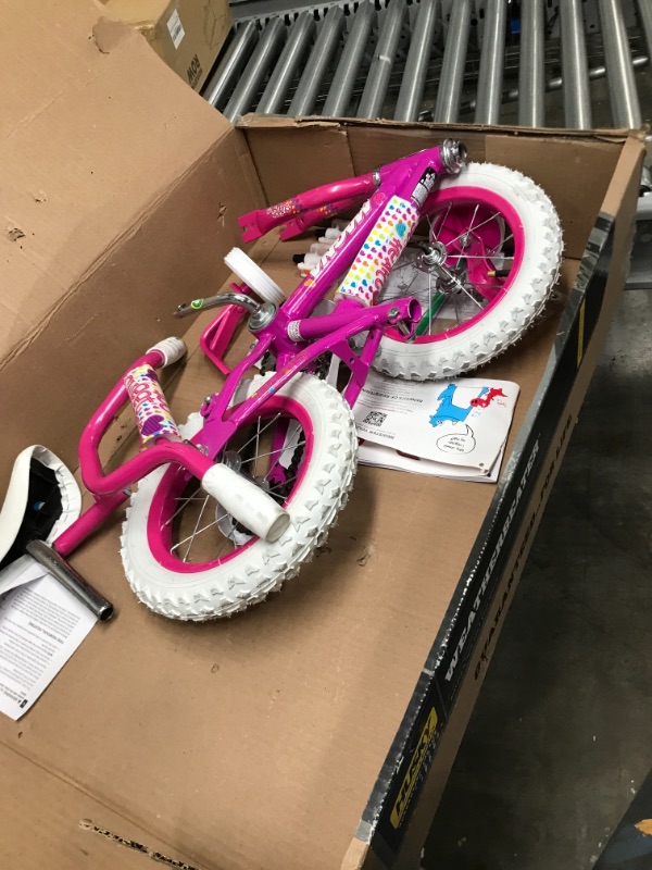 Photo 2 of Magna Kids Bike Girls 12 Inch Wheels with Training Wheels in White, Pink and Purple for Ages 2 Years and Up
