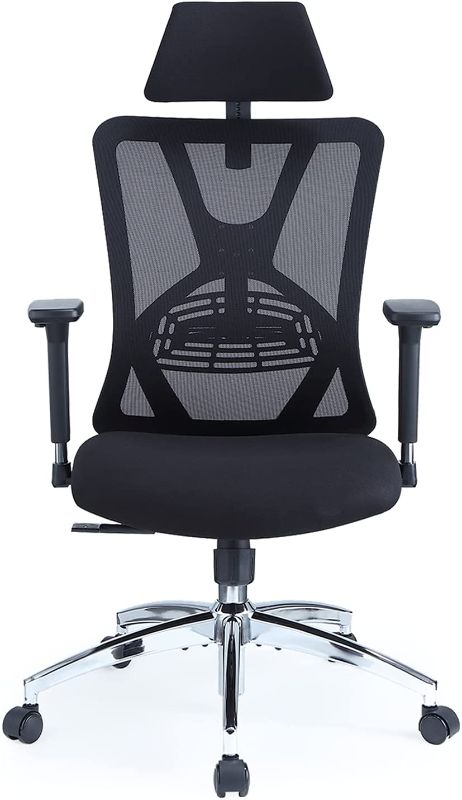 Photo 1 of PARTS ONLY. Ticova Ergonomic Office Chair - High Back Desk Chair with Adjustable Lumbar Support, Headrest & 3D Metal Armrest - 130° Rocking Mesh Computer Chair.