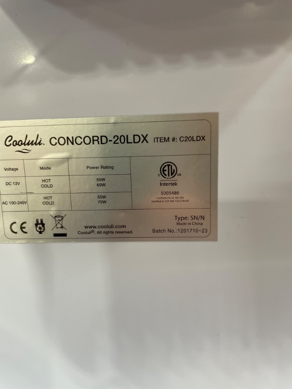 Photo 4 of Cooluli Concord-20LDX Compact Thermoelectric Cooler and Warmer Mini Fridge
