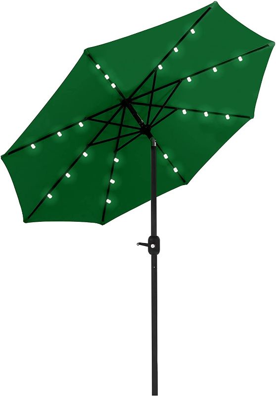 Photo 1 of 10ft  Solar LED Patio Umbrella - 10ft Outdoor Market Offset Cantilever Hanging Umbrellas with Push Button Tilt/Crank