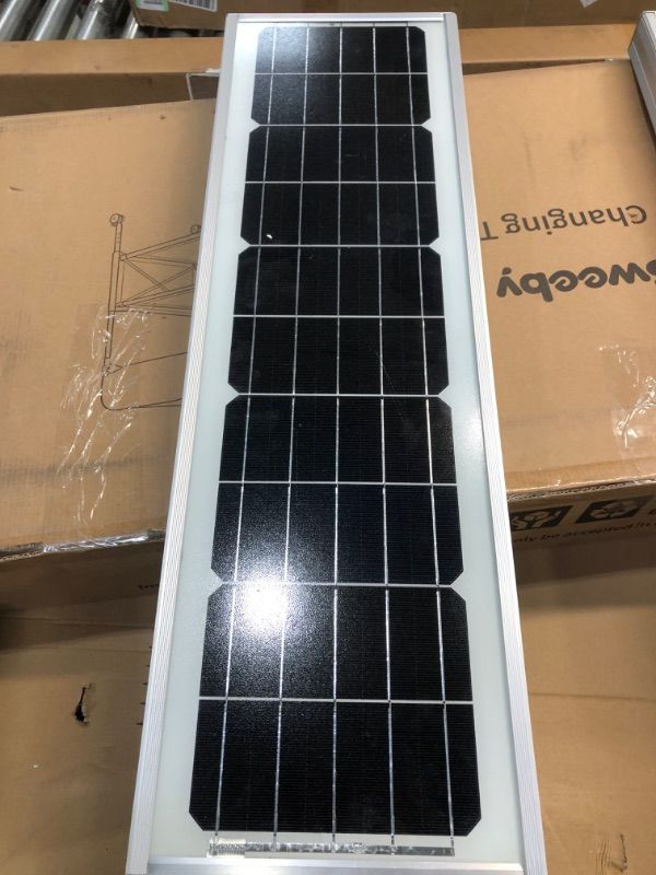 Photo 1 of Commercial Solar Street Light, 10000LM Outdoor LED Street Lights Dusk to Dawn with Motion Sensor and Remote Control, IP65 Waterproof Solar Parking Lot Light for Highway, Community
