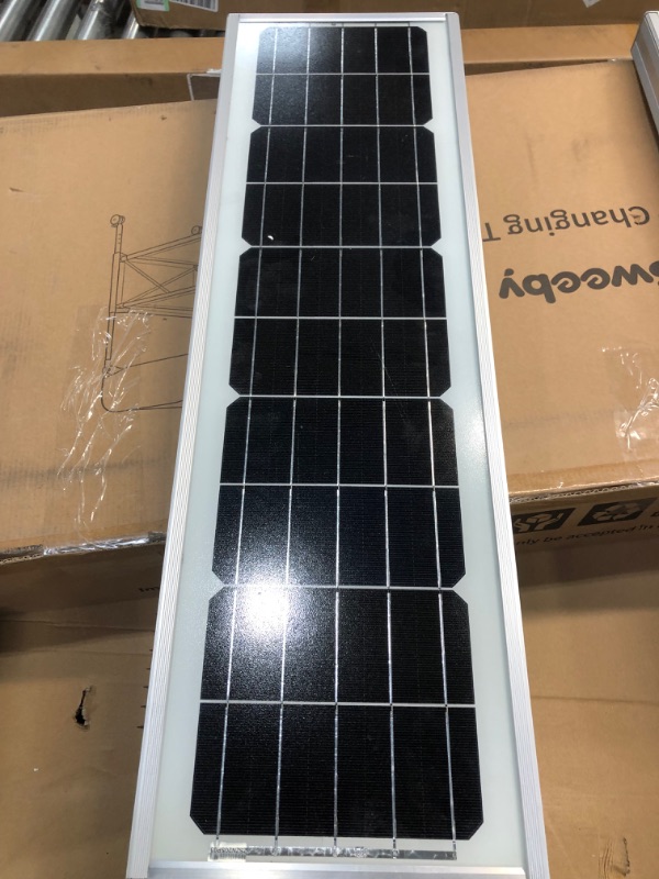 Photo 1 of Commercial Solar Street Light, 10000LM Outdoor LED Street Lights Dusk to Dawn with Motion Sensor and Remote Control, IP65 Waterproof Solar Parking Lot Light for Highway, Community
