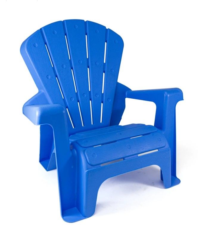 Photo 1 of American Plastic Toys Kids’ Adirondack Chairs (Pack of 2), Blue, Outdoor, Indoor, Beach, Backyard, Lawn, Stackable, Lightweight, Portable, Wide Armrests, Comfortable Lounge Chairs for Children
