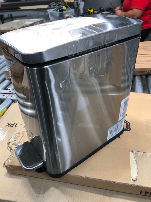 Photo 2 of 4.4 Gallon Kitchen Trash Can, Slim Stainless Steel, Step Pedal