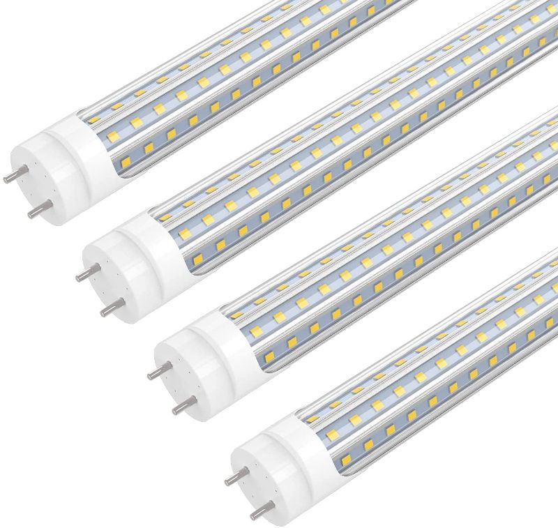 Photo 1 of T8 LED Tube Light Bulbs 4FT, 36W 5000K Daylight White Light, Double Ended Power, 4 Foot LED Fluorescent Tube Replacement, High Output D-Shaped, Bi-Pin G13 Base, Ballast Bypass (4-Pack)
