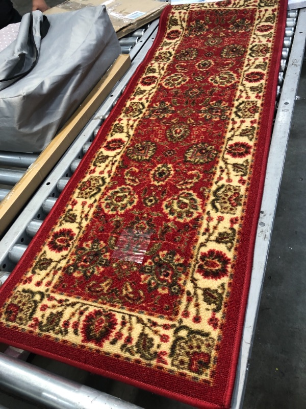 Photo 1 of 1'8"x5' Oriental Traditional Pile Rubber Backing Indoor Area Runner Rug-red 