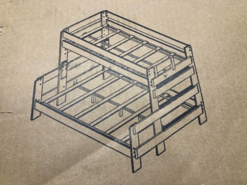 Photo 1 of twin xl/queen bunk bed, plank box 2 of 2 only! incomplete! needs box 1 to be complete.