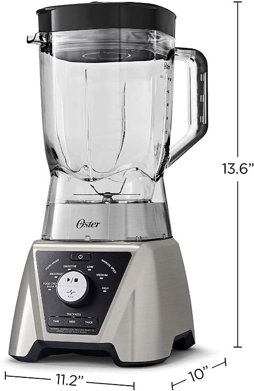 Photo 1 of Oster BLSTTS-CB2-000 Pro Blender with Texture Select Settings, 2 Blend-N-Go Cups and Tritan Jar, 64 Ounces, Brushed Nickel
//missing components/tested, powers on
