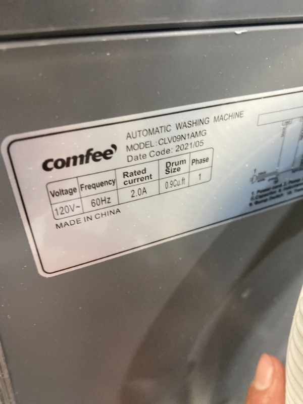 Photo 7 of COMFEE' Portable Washing Machine, 0.9 cu.ft Compact Washer With LED Display, 5 Wash Cycles, 2 Built-in Rollers, Space Saving Full-Automatic Washer, Ideal Laundry for RV, Dorm, Apartment, Magnetic Gray
