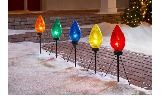 Photo 1 of 20 in. Multi-Color Giant C7 Christmas Pathway Lights (Set of 5)
