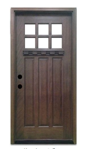 Photo 1 of 36 in. x 80 in. Craftsman 6 Lite Stained Mahogany Wood Prehung Front Door
