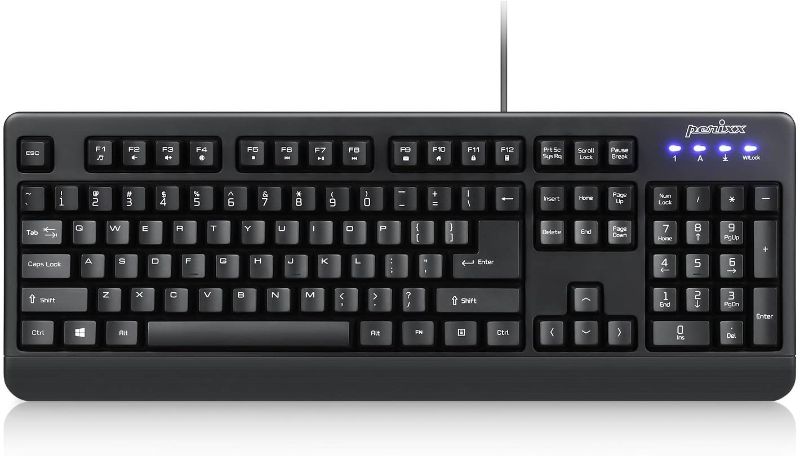 Photo 1 of Perixx PERIBOARD-517 Wired Washable USB Keyboard, Certified with IP 65 Level, Black, US English Layout