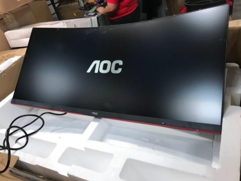 Photo 2 of AOC CQ34G2 Super Curved Frameless Gaming Monitor, UltraWide FHD 2560x1080, 1500R VA Panel, 1ms MPRT, 75Hz, FreeSync, Height Adjustable, 3-Yr Zero Dead Pixels Black/Silver

//tested, powers on
