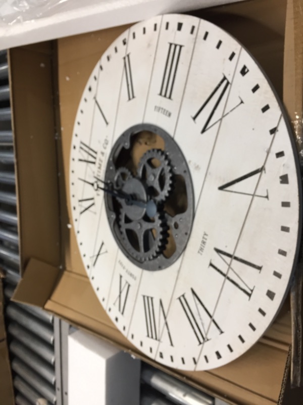 Photo 2 of 27 Shiplap Farmhouse Gears Wall Clock Aged White - FirsTime  Co.