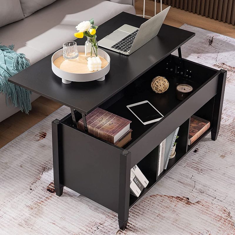 Photo 1 of VINGLI Lift Top Coffee Table, Lift Up Coffee Table with Storage Shelf/Hidden Compartment,Black.