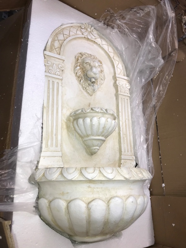 Photo 6 of Alpine Corporation TZL160 Lion Head Wall Fountain w/LED Lights, 17" L x 9" W x 32" H


//missing pump . slight shipping  damage as shown in the photos 