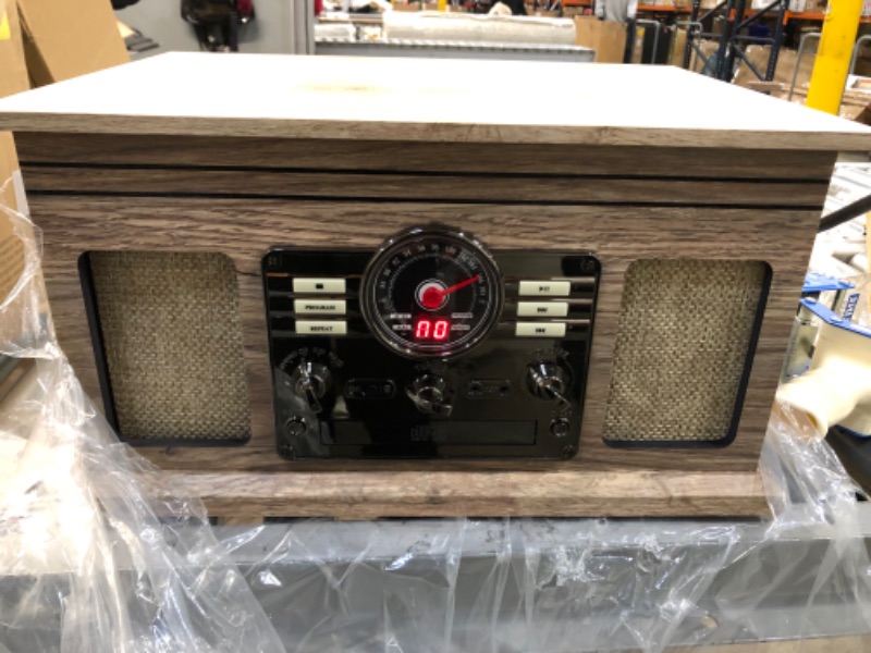 Photo 1 of Victrola Nostalgic 6-in-1 Bluetooth Record Player & Multimedia Center with Built-in Speakers - 3-Speed Turntable, CD & Cassette Player, AM/FM Radio | Wireless Music Streaming | Farmhouse Oatmeal
