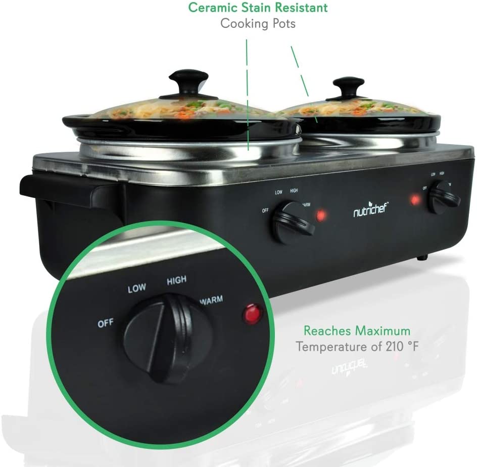 Photo 1 of Electric Slow Cooker - Crock Pot Food Warmer, Food Warming Soup Cooker Tray Portable Extra Large 5.3 Quart Easy Clean Stainless Steel, for Parties & Events, Max Temp 175F (PKBFWM26)
