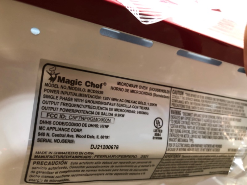 Photo 1 of Magic Chef 0.9 cu. ft. Countertop Microwave in Red