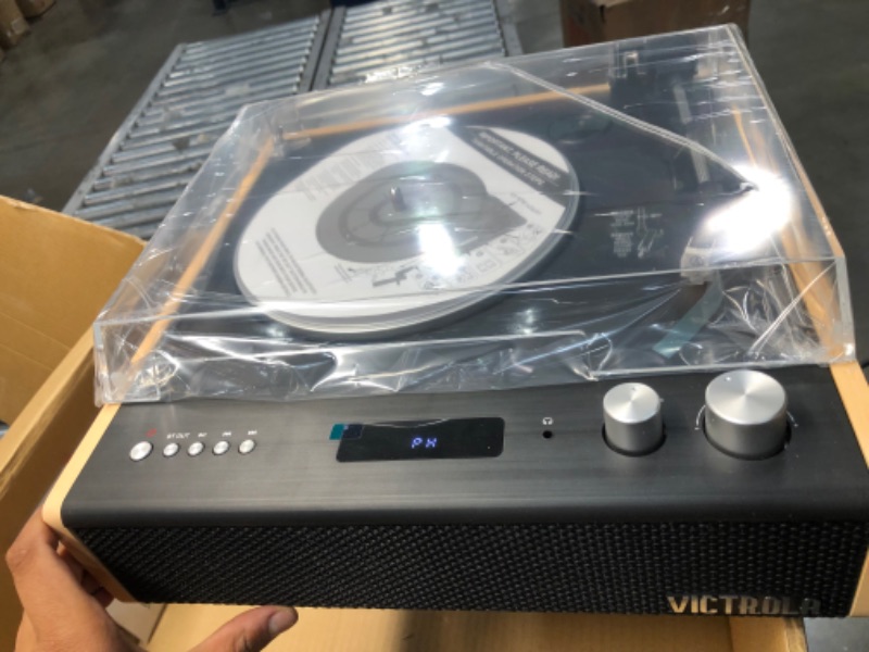 Photo 4 of Victrola Eastwood 3-Speed Bluetooth Turntable with Built-in Speakers and Dust Cover | Upgraded Turntable Audio Sound | Black (VTA-72-BAM)
