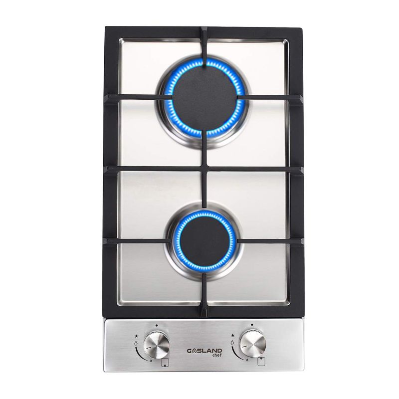 Photo 1 of 12" Built-in Gas Cooktop, GASLAND Chef GH30SF 2 Burner Gas Stove, 12 Inch NG/LPG Convertible Natural Gas Propane Cooktops, Dual Burner Gas Stovetop with Thermocouple Protection, Stainless Steel
