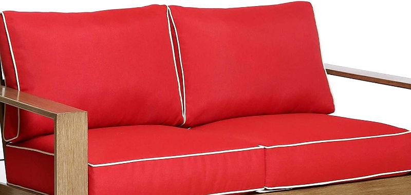 Photo 1 of  **item similar to stock*** Living Patio Furniture Red-2Cushion All-Weather Outdoor Deep Seat Loveseat Cushions, Red