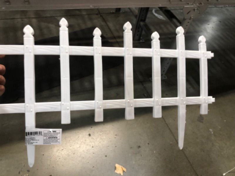 Photo 3 of 12.5  in. H White Classic Picket Style Plastic Garden Fence
36 PACK 