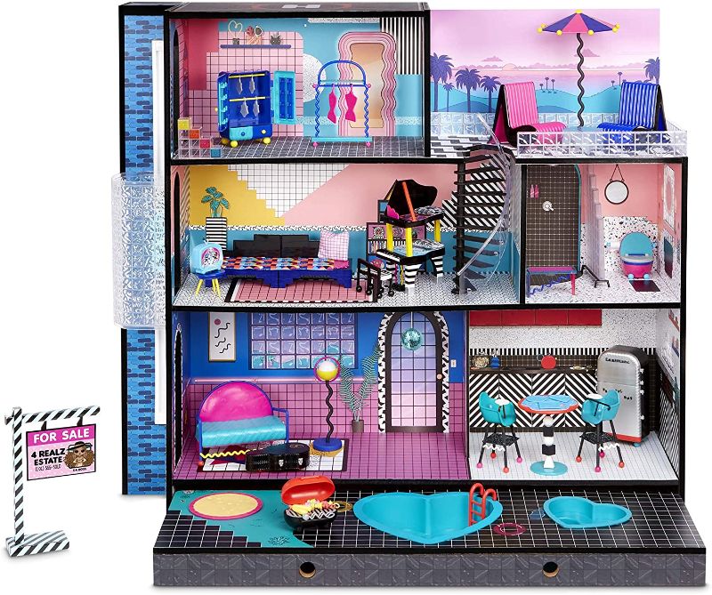 Photo 1 of LOL Surprise Home Sweet with OMG Doll– Real Wood Doll House with 85+ Surprises | 3 Stories, 6 Rooms Including Elevator, Tub, Pool, Patio, Living Room, Kitchen, Piano Bedroom, Bathroom, Fashion Closet
