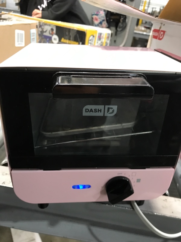 Photo 2 of Dash Mini Toaster Oven Cooker for Bread, Bagels, Cookies, Pizza, Paninis & More with Baking Tray, Rack, Auto Shut Off Feature - Pink
