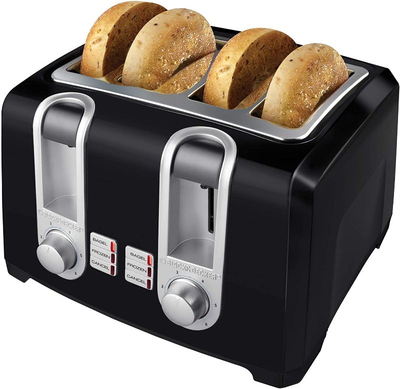 Photo 1 of BLACK+DECKER T4569B 4-Slice Toaster, Bagel Toaster, Black
