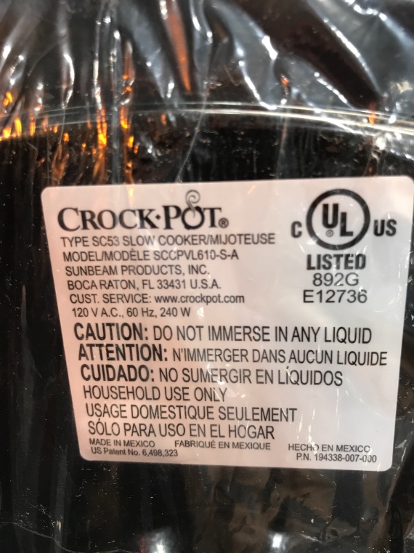 Photo 4 of Crock-Pot SCCPVL610-S-A 6-Quart Cook & Carry Programmable Slow Cooker with Digital Timer, Stainless Steel
