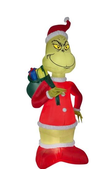 Photo 1 of Airblown 8 ft Pre-Lit LED Holiday Grinch in Santa Suit with Sack Christmas Inflatable