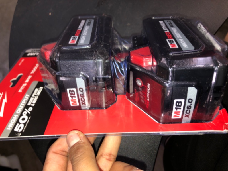 Photo 2 of Milwaukee M18 18-Volt Lithium-Ion High Output 6.0Ah Battery Pack (2-Pack)