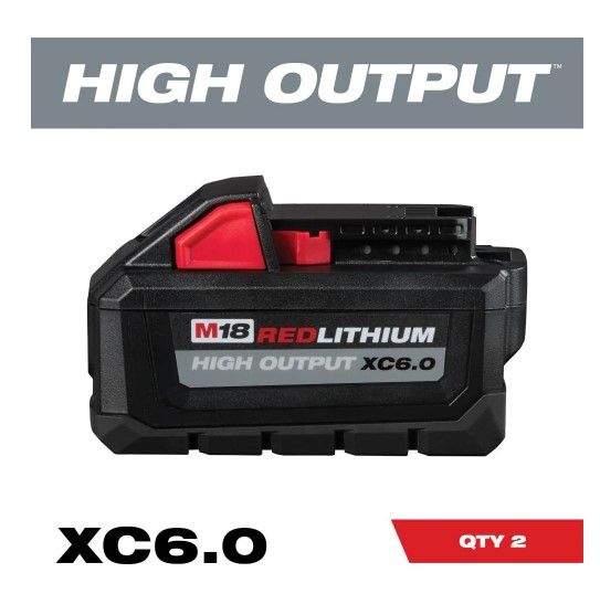 Photo 1 of Milwaukee M18 18-Volt Lithium-Ion High Output 6.0Ah Battery Pack (2-Pack)