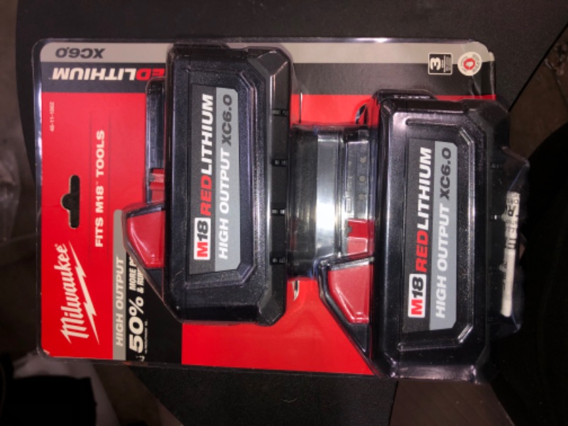 Photo 4 of Milwaukee M18 18-Volt Lithium-Ion High Output 6.0Ah Battery Pack (2-Pack)