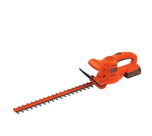 Photo 1 of BLACK+DECKER 18 in. 20V MAX Lithium-Ion Cordless Hedge Trimmer with (1) 1.5Ah Battery & Charger Included