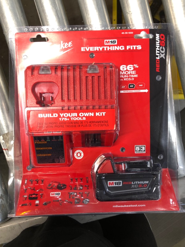 Photo 2 of Milwaukee M18 18-Volt Lithium-Ion XC Starter Kit with One 5.0Ah Battery and Charger