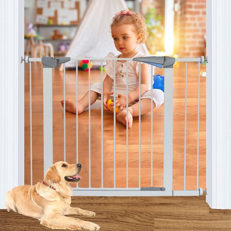 Photo 1 of 
keny Walk Thru Baby Gate, Auto-Close Safety Pet Gate Metal Expandable Dog Gate with Pressure Mount for Stairs,Doorways,Banister
Size:30 - 40.5 inch with 2.75” & 5.51" extension