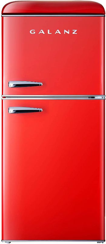 Photo 1 of Galanz GLR40TRDER Retro Compact Refrigerator, 4.0 Cu.Ft Mini Fridge with Dual Doors, Adjustable Mechanical Thermostat with True Freezer, 3 Removable Glass Shelf, 1 Crystal Crisper, 1 Power Cord, Red
