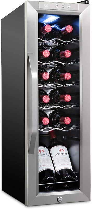 Photo 1 of PARTS ONLY NOT FUNCTIONAL 
Ivation 12 Bottle Compressor Wine Cooler Refrigerator w/Lock | Large Freestanding Wine Cellar For Red, White, Champagne or Sparkling Wine | 41f-64f Digital Temperature Control Fridge Stainless Steel