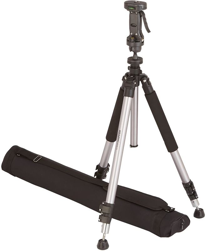 Photo 1 of Amazon Basics Pistol Grip Camera Travel Tripod With Bag - 34.4 - 72.6 Inches, Black
