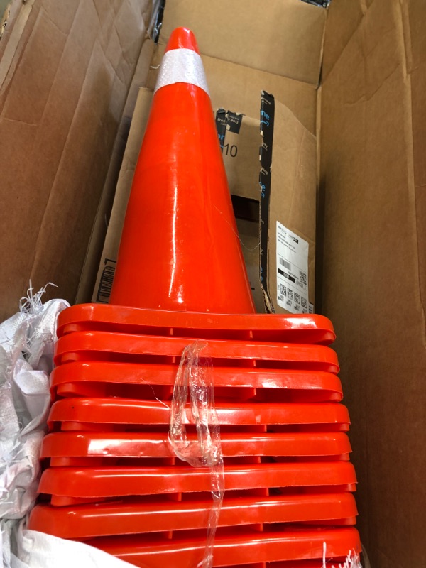 Photo 2 of *DIFFERENT BUT SIMULAR TO POSTED ITEM*Reliancer 12PCS 18" Traffic Cones PVC Safety Road Parking Cones Weighted Hazard Cones Construction Cones for Traffic Fluorescent Orange w/4" Reflective Strips Collar 10PACK****
