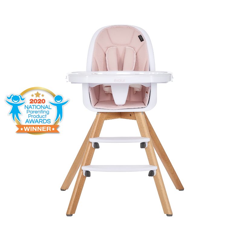 Photo 1 of Evolur Zoodle 3-in-1 High Chair Booster Feeding Chair with Modern Design, Pink
