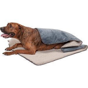 Photo 1 of FurHaven Snuggly & Warm Faux Lambswool Terry Waterproof Dog & Cat Throw Blanket, Cozy Denim, Large
