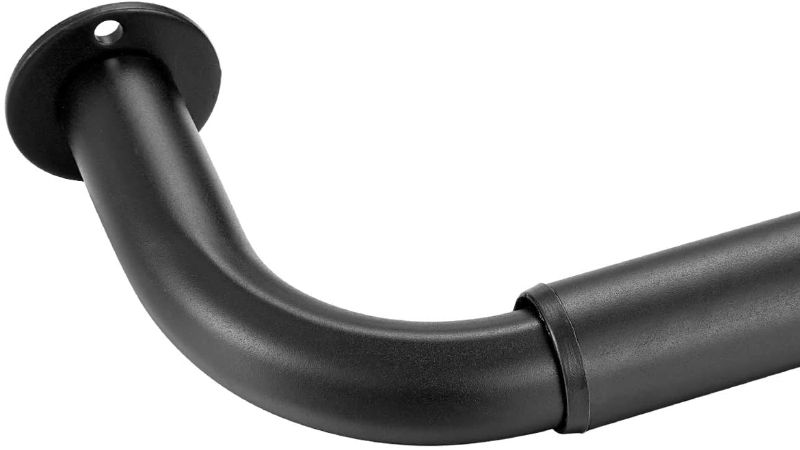 Photo 1 of Room Darkening Curtain Rod, Wrap Around Design, Extra-Thick 1-Inch Diameter Single Drapery Rod, Extendable Metal Rod Set of Window Treatment (84-120", Matte Black)
