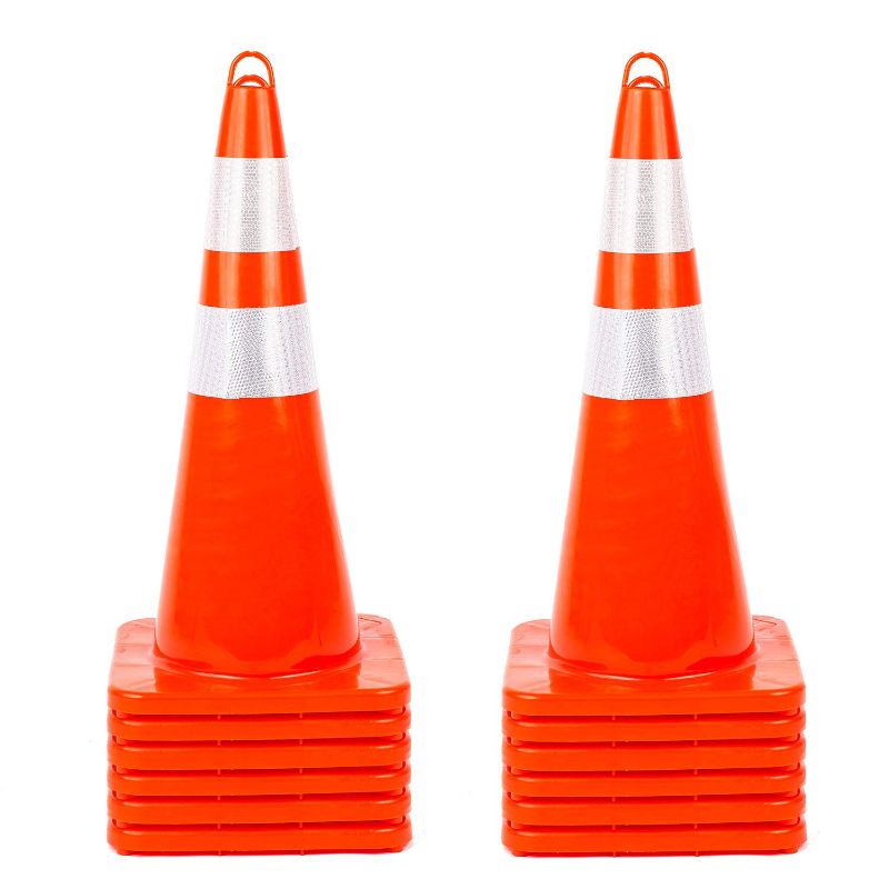 Photo 1 of  12Pack Traffic Safety Cones 28'' inches with Reflective Collars, Unbreakable PVC Orange Construction Cone for Traffic Control, Driveway Road Parking